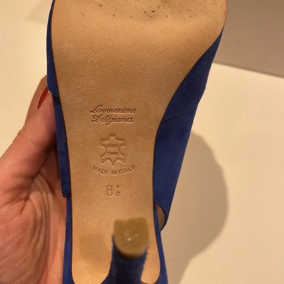 Blue Sued Sandals, size 8 1/2